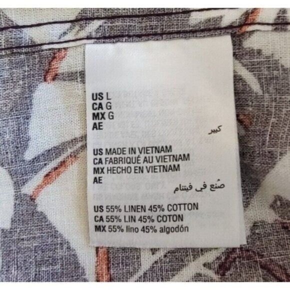 INC International Concepts Button Up Shirt Linen Cotton L Leaf Maroon Casual - Picture 8 of 8